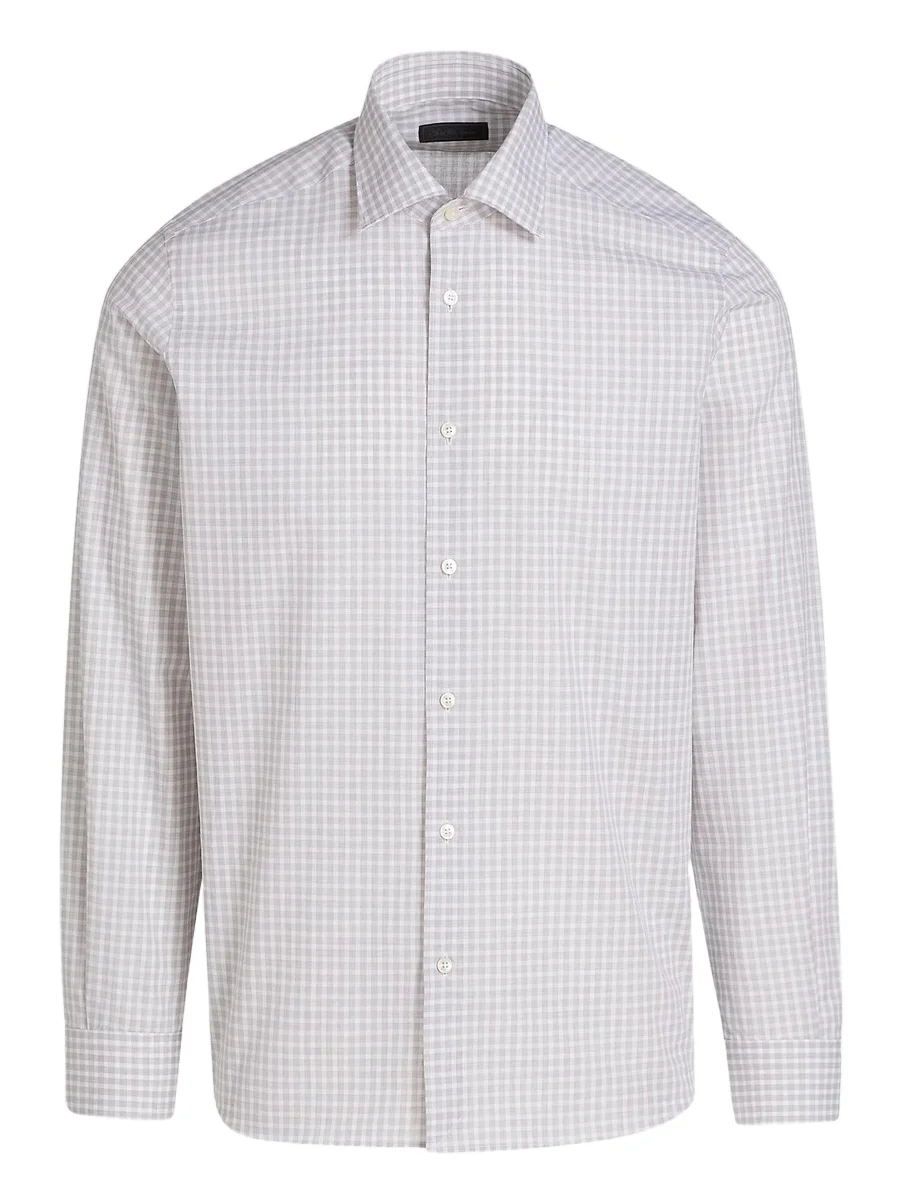 Men's Mini-Check Poplin Button-Front Shirt Men's Mini-Check Poplin Button-Front Shirt