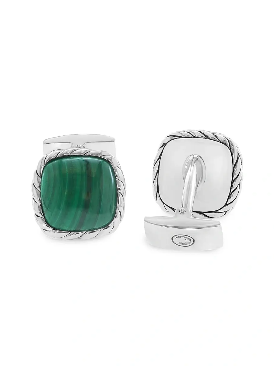 Saks Fifth Avenue Collection Men's Sterling Silver & Malachite Cufflinks - Sterling Silver | Thumbnail 3 Saks Fifth Avenue Collection Men's Sterling Silver & Malachite Cufflinks - Sterling Silver | Thumbnail 3