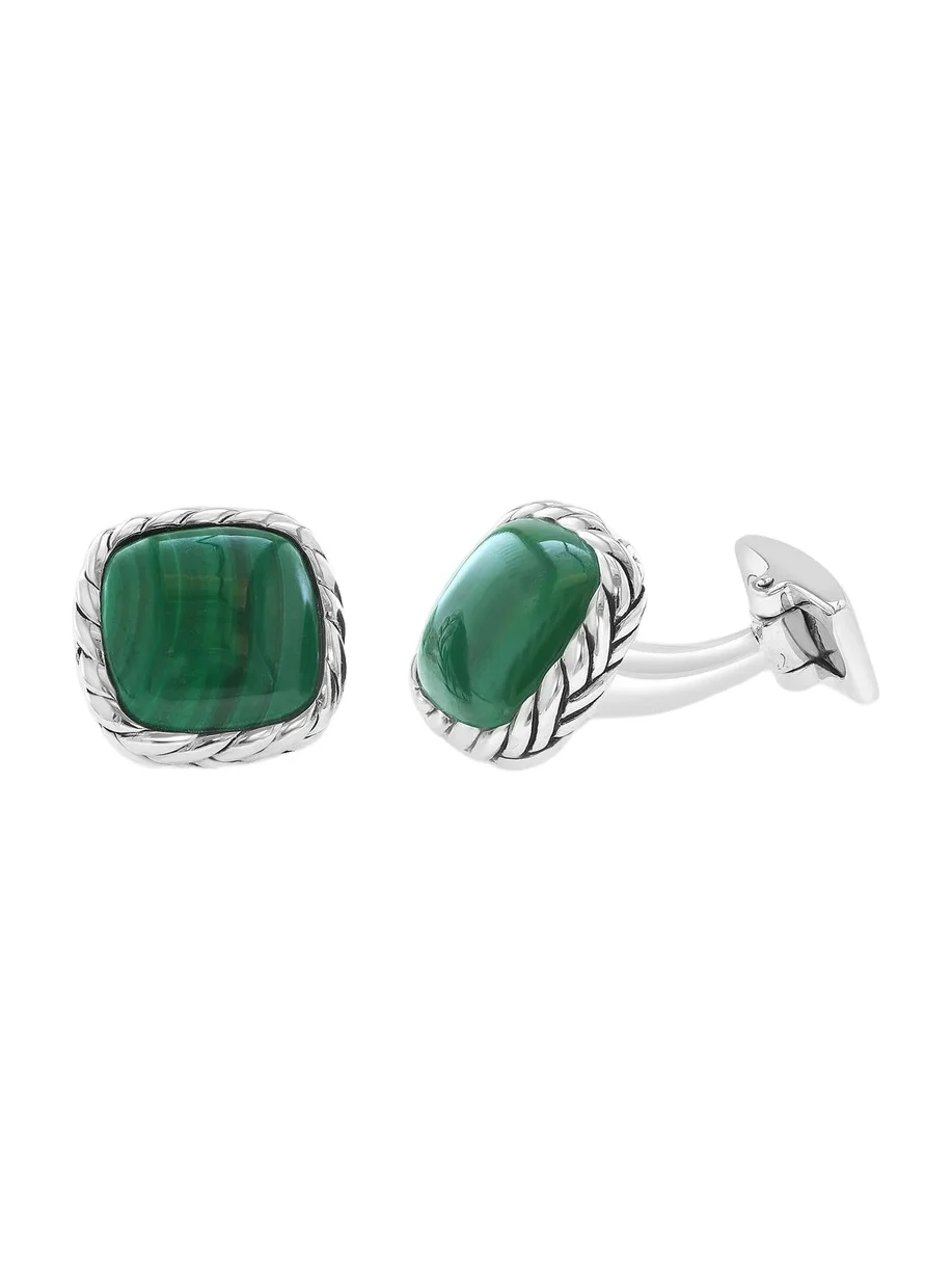 Saks Fifth Avenue Collection Men's Sterling Silver & Malachite Cufflinks - Sterling Silver
