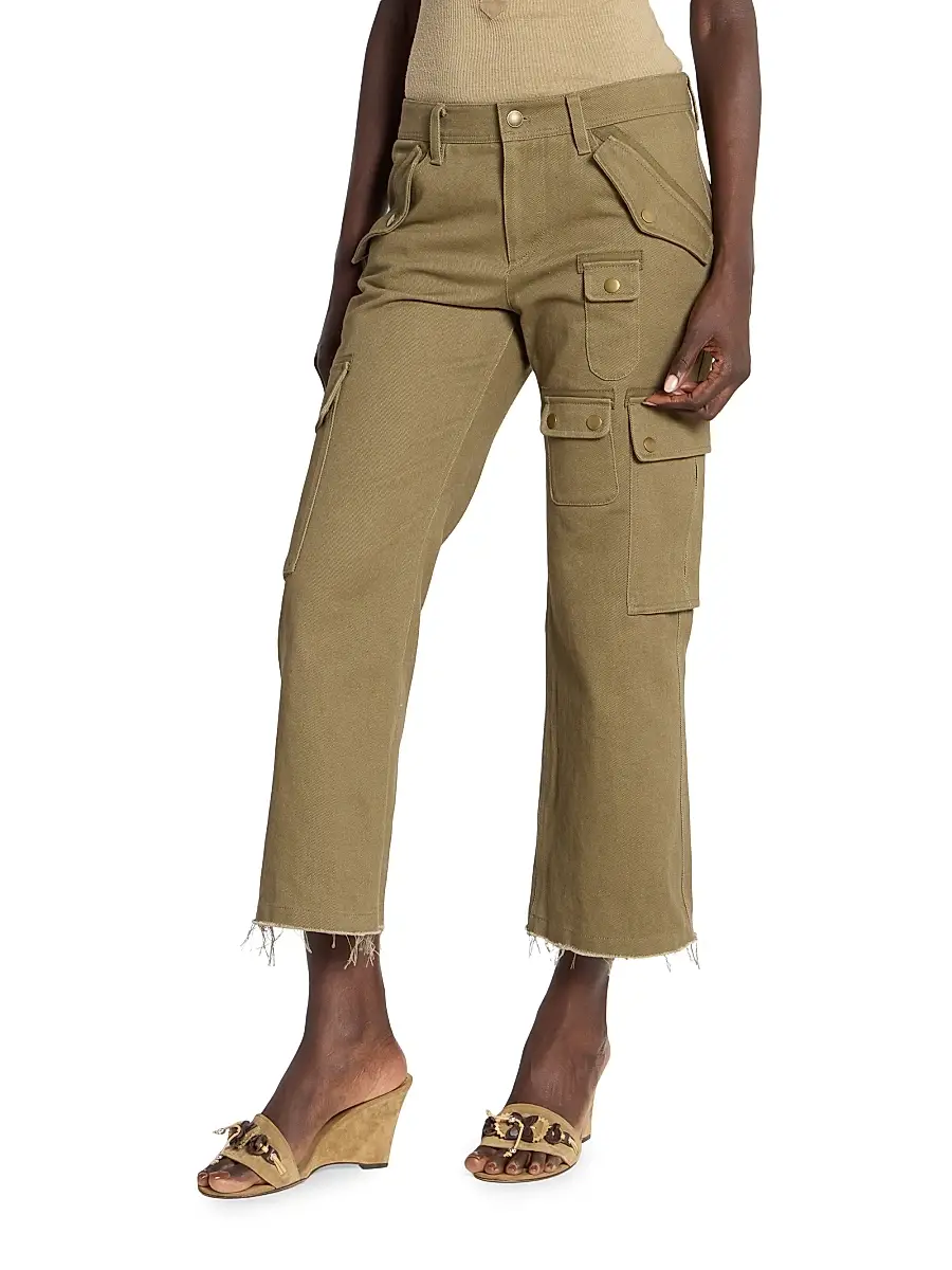 Isabel Marant Women's Josine Cotton Crop Pants - Khaki | Thumbnail 4 Isabel Marant Women's Josine Cotton Crop Pants - Khaki | Thumbnail 4