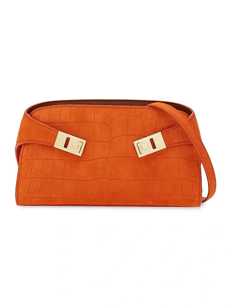 Women's Hug Gancini Croc-Embossed Suede Convertible Clutch