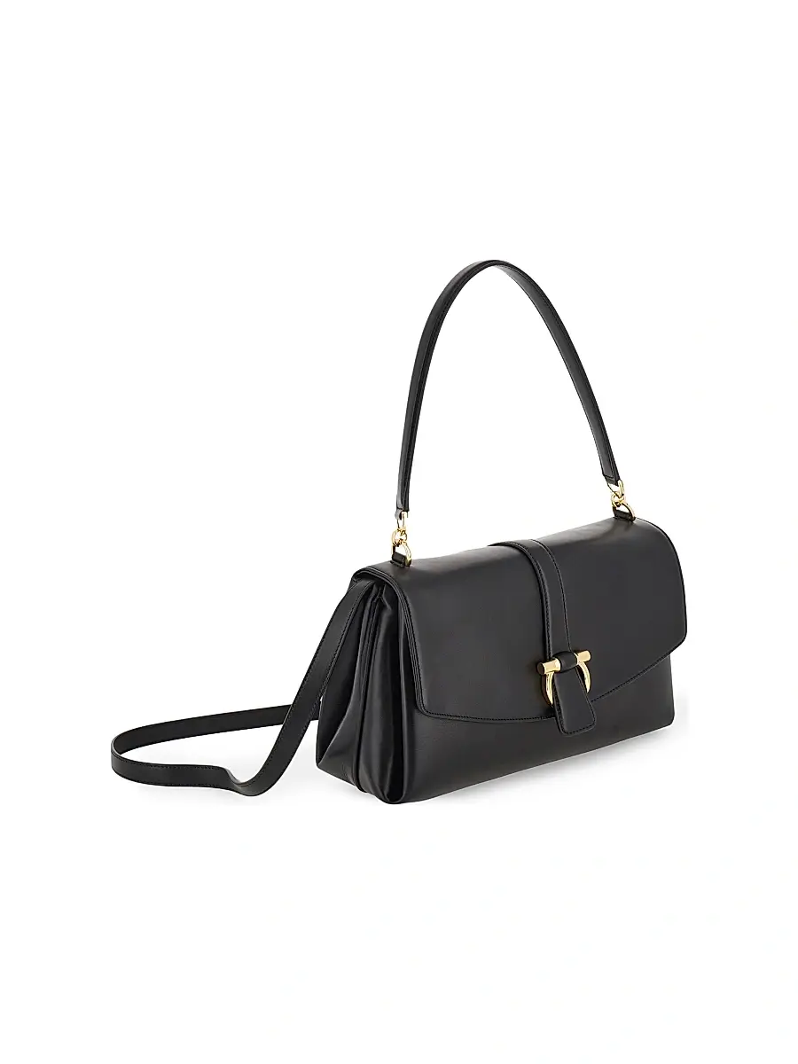 FERRAGAMO Women's Gancini-Buckle Leather Top Handle Bag - Nero | Thumbnail 5 FERRAGAMO Women's Gancini-Buckle Leather Top Handle Bag - Nero | Thumbnail 5