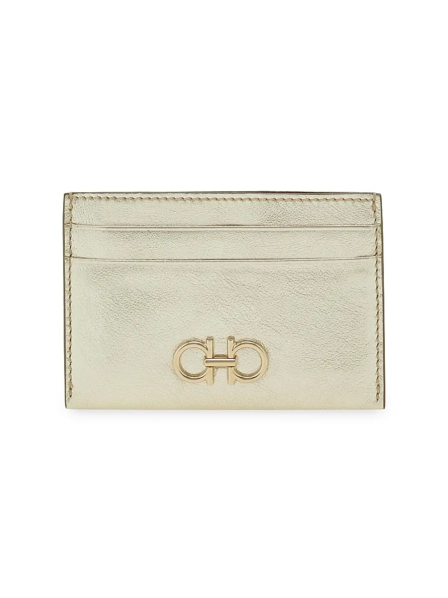 Women's Gancini Leather Card Holder - Champagne New Blush Women's Gancini Leather Card Holder - Champagne New Blush