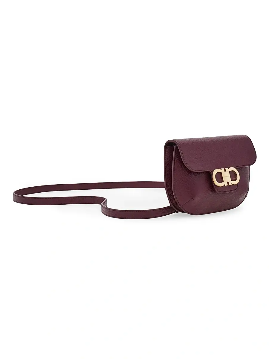 FERRAGAMO Women's Lizzy Gancini Leather Crossbody Bag - New Navy Bark Blue | Thumbnail 4 FERRAGAMO Women's Lizzy Gancini Leather Crossbody Bag - New Navy Bark Blue | Thumbnail 4