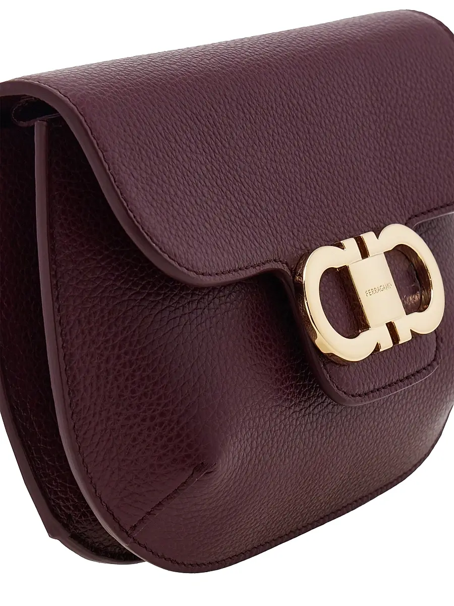 FERRAGAMO Women's Lizzy Gancini Leather Crossbody Bag - New Navy Bark Blue | Thumbnail 7 FERRAGAMO Women's Lizzy Gancini Leather Crossbody Bag - New Navy Bark Blue | Thumbnail 7