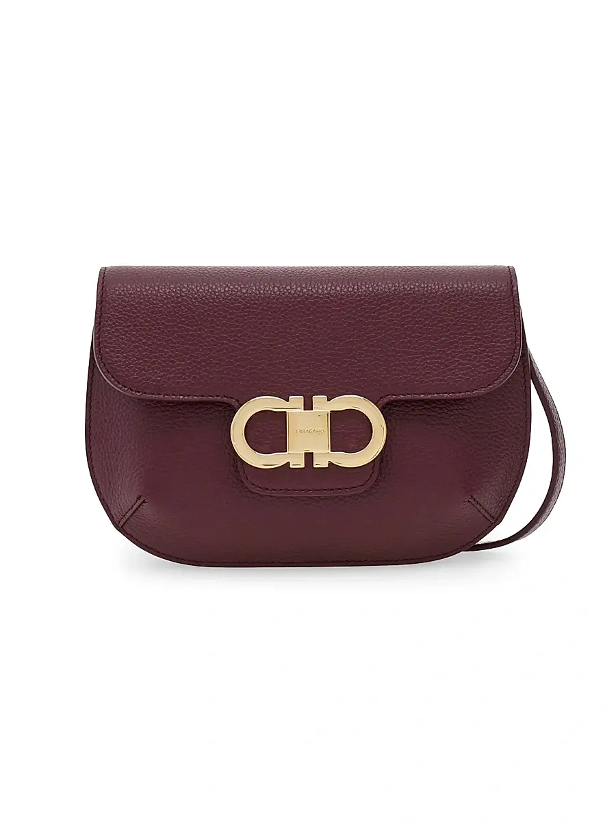 FERRAGAMO Women's Lizzy Gancini Leather Crossbody Bag - New Navy Bark Blue | Image 1 FERRAGAMO Women's Lizzy Gancini Leather Crossbody Bag - New Navy Bark Blue | Image 1