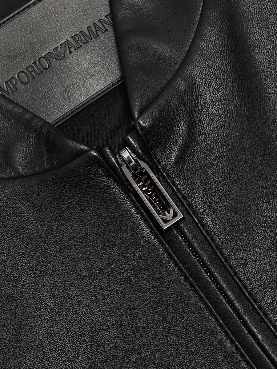 Emporio Armani Men's Leather Oversized Bomber Jacket - Black Beauty | Thumbnail 7 Emporio Armani Men's Leather Oversized Bomber Jacket - Black Beauty | Thumbnail 7