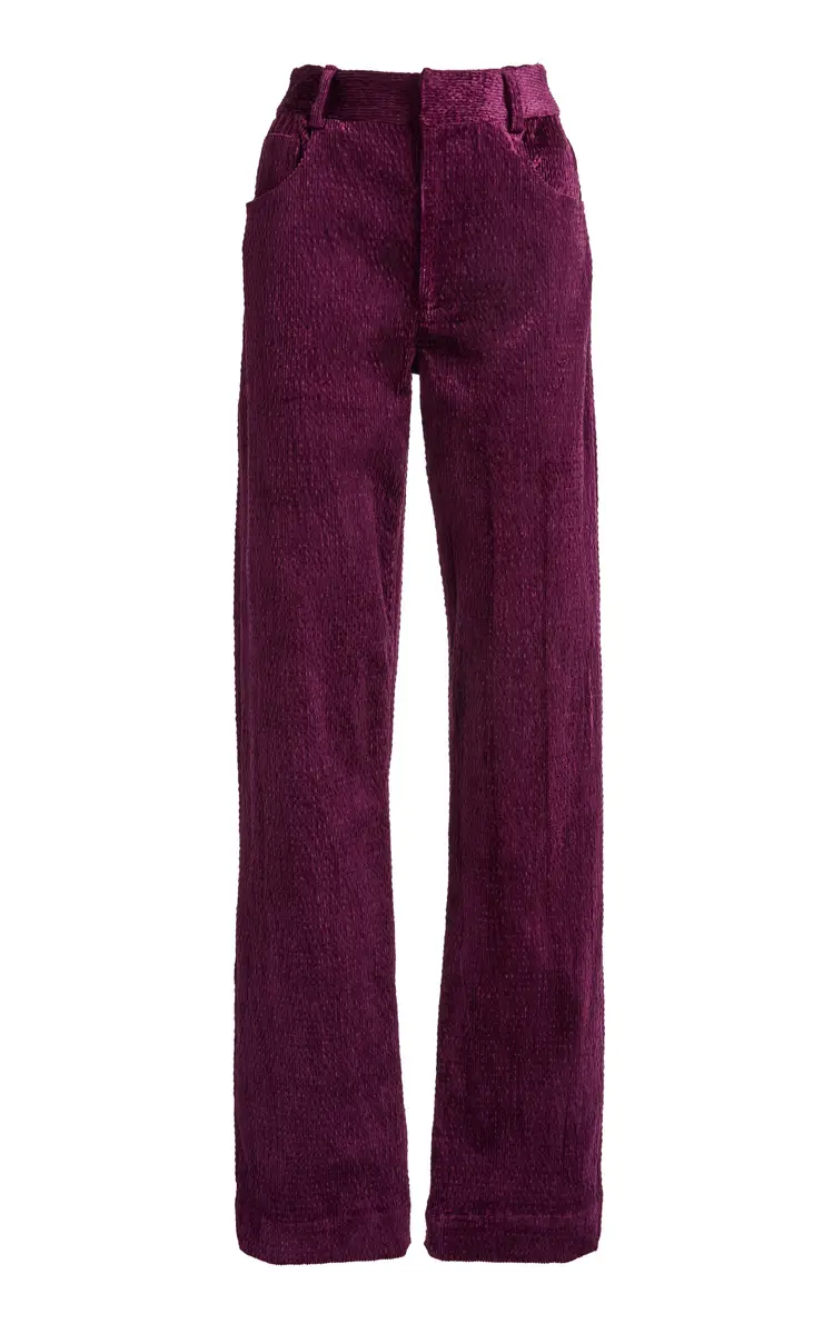 Christopher Esber Ava Sateen Corduroy Straight-Leg Pants