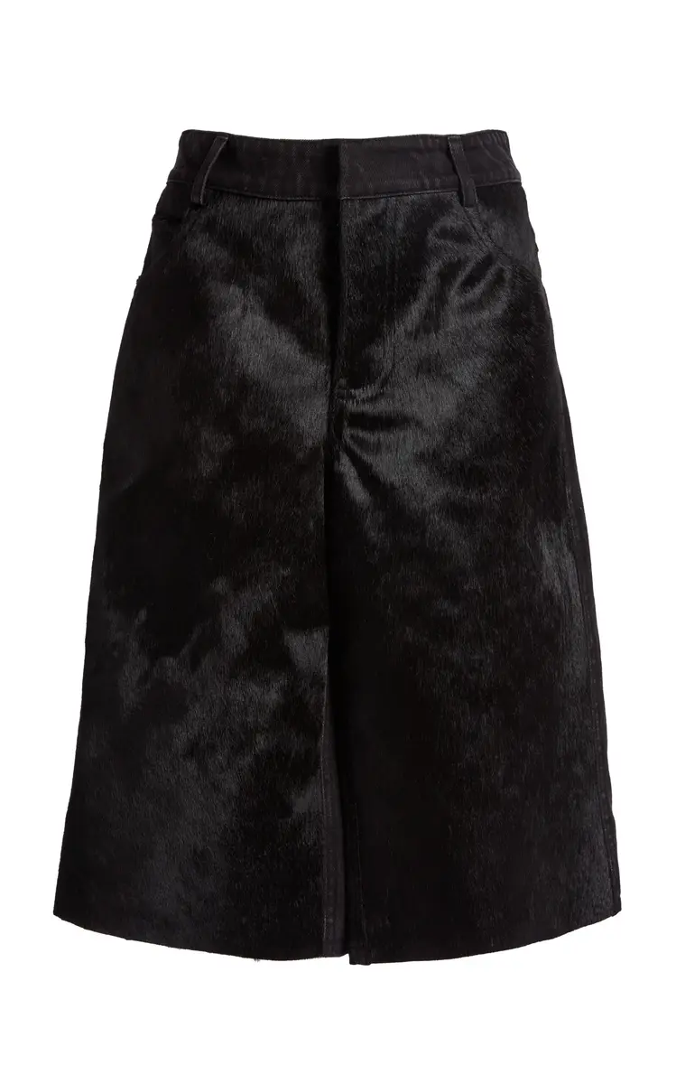Christopher Esber Elson Denim and Haircalf Knee-Length Shorts | Thumbnail 2 Christopher Esber Elson Denim and Haircalf Knee-Length Shorts | Thumbnail 2