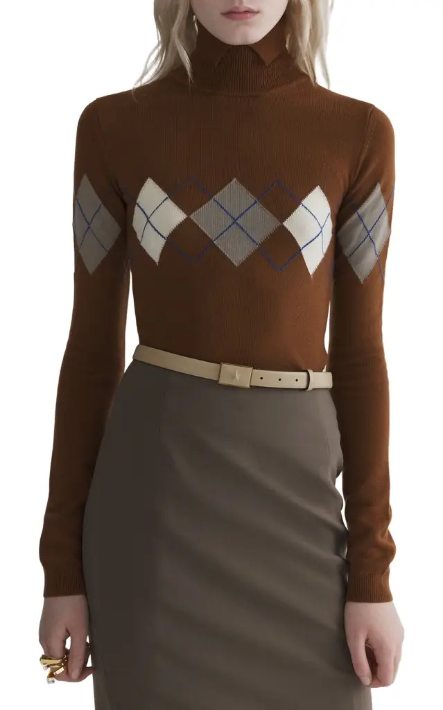 Mugler Argyle Wool Top