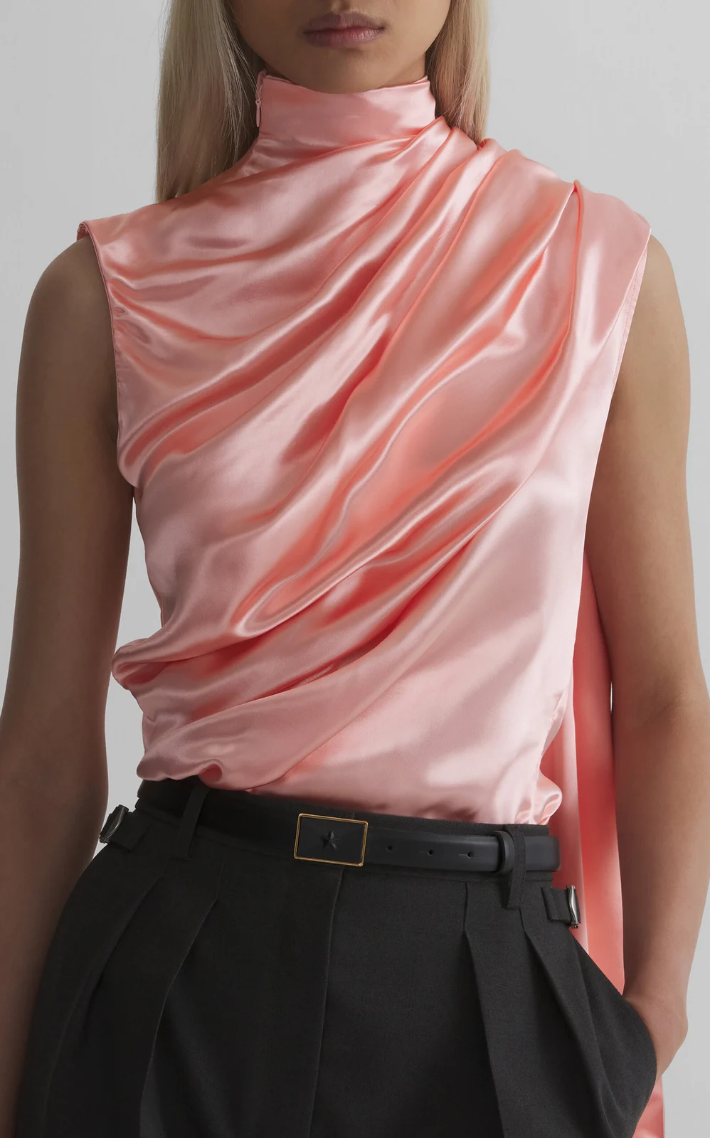 Mugler Ruffled High Collar Top