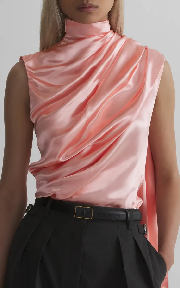 Ruffled High Collar Top