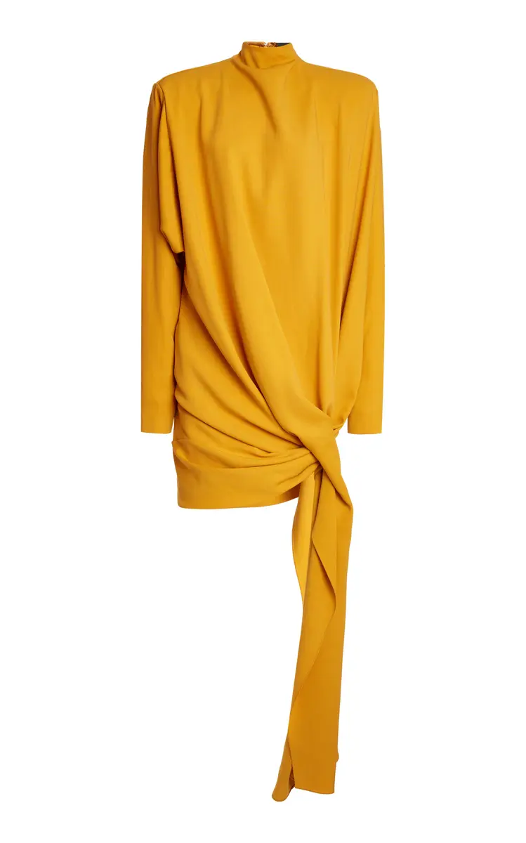Mugler Power Shoulder Draped Mini Dress