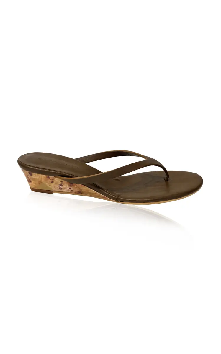 Christopher Esber Scala Wooden Leather Wedge Sandals