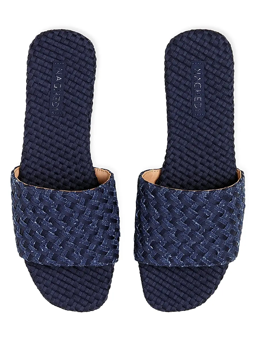 Naghedi Women's St. Barths Double Weave Denim Slide Sandals | Thumbnail 2 Naghedi Women's St. Barths Double Weave Denim Slide Sandals | Thumbnail 2