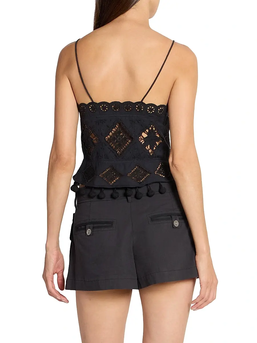 Isabel Marant Women's Nelssy Fringed Cotton Top - Black | Thumbnail 5 Isabel Marant Women's Nelssy Fringed Cotton Top - Black | Thumbnail 5