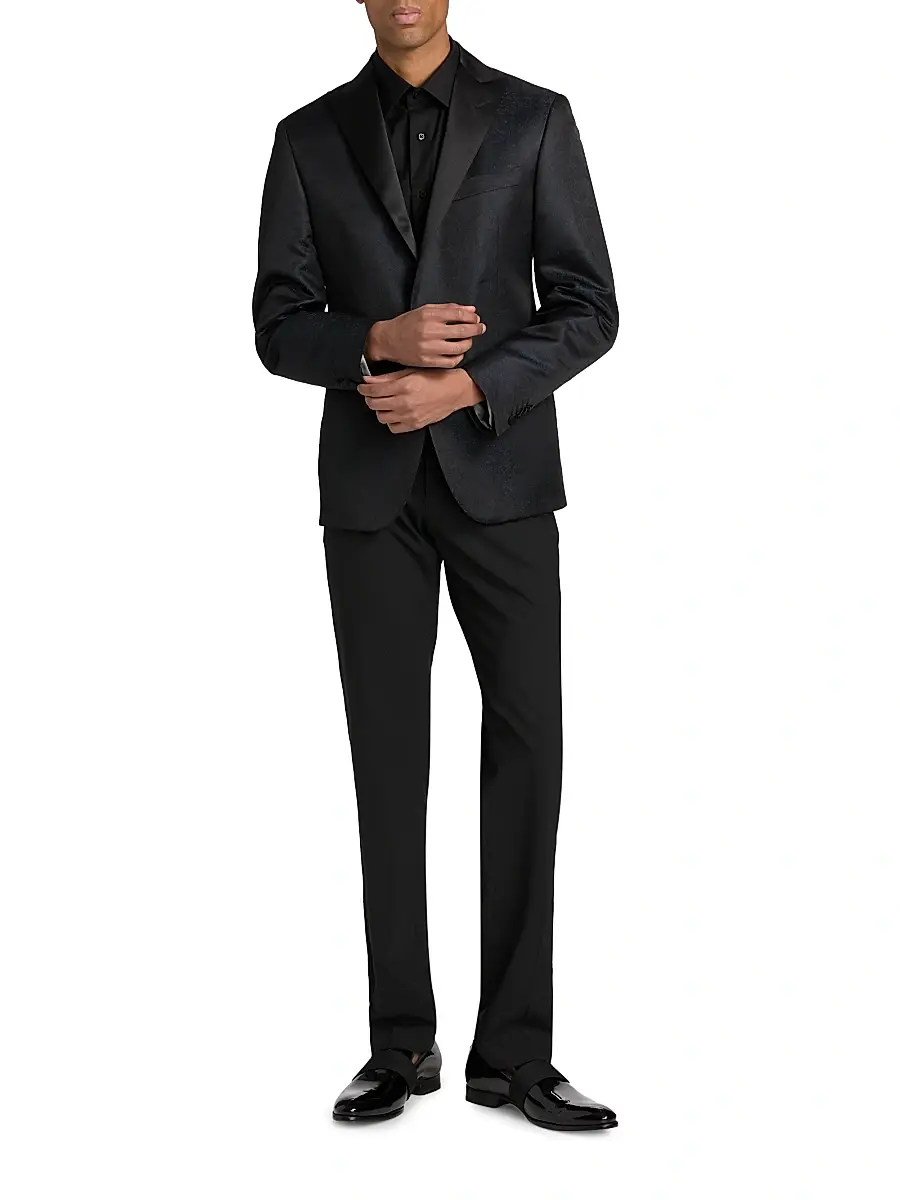CORNELIANI Men's Wool-Silk Jacquard Sport Jacket | Thumbnail 2 CORNELIANI Men's Wool-Silk Jacquard Sport Jacket | Thumbnail 2