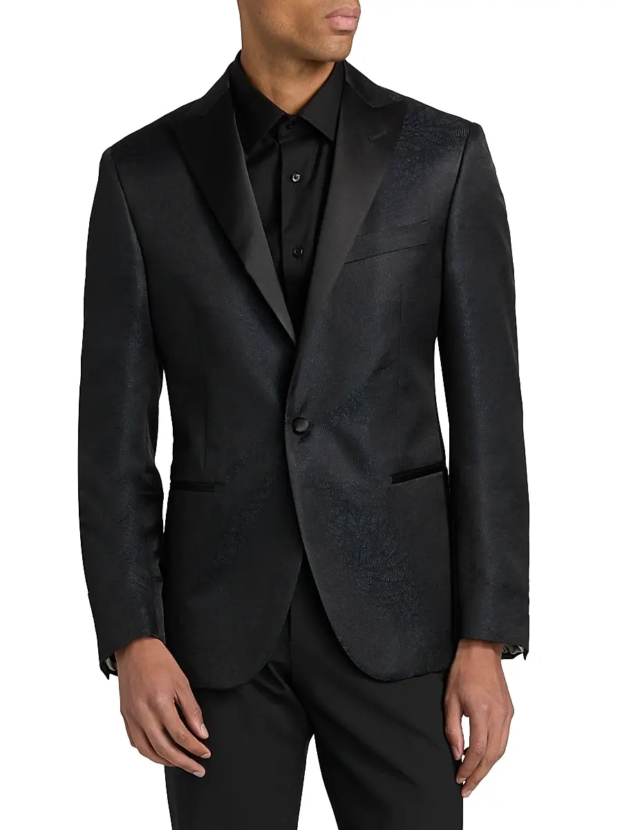 CORNELIANI Men's Wool-Silk Jacquard Sport Jacket | Thumbnail 3 CORNELIANI Men's Wool-Silk Jacquard Sport Jacket | Thumbnail 3