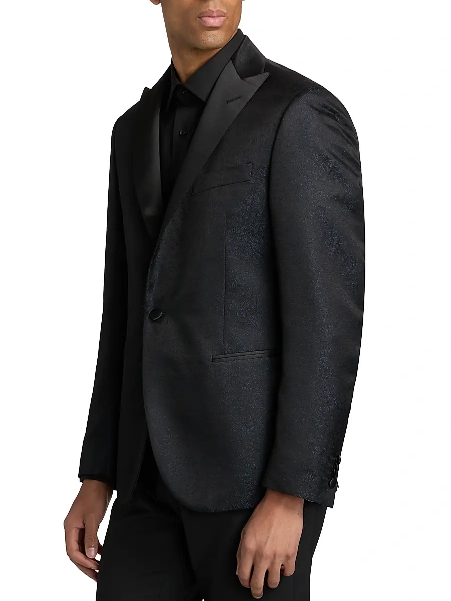 CORNELIANI Men's Wool-Silk Jacquard Sport Jacket | Thumbnail 4 CORNELIANI Men's Wool-Silk Jacquard Sport Jacket | Thumbnail 4
