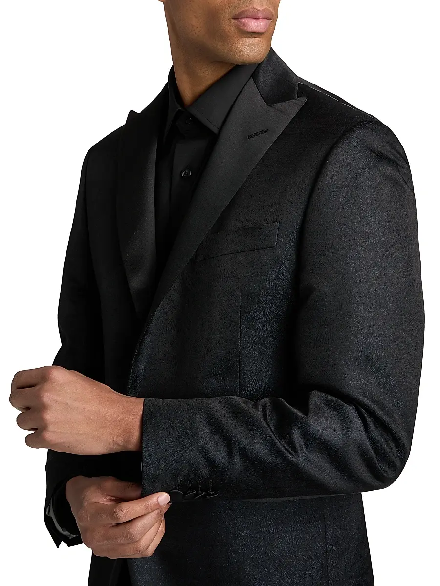 CORNELIANI Men's Wool-Silk Jacquard Sport Jacket | Thumbnail 6 CORNELIANI Men's Wool-Silk Jacquard Sport Jacket | Thumbnail 6