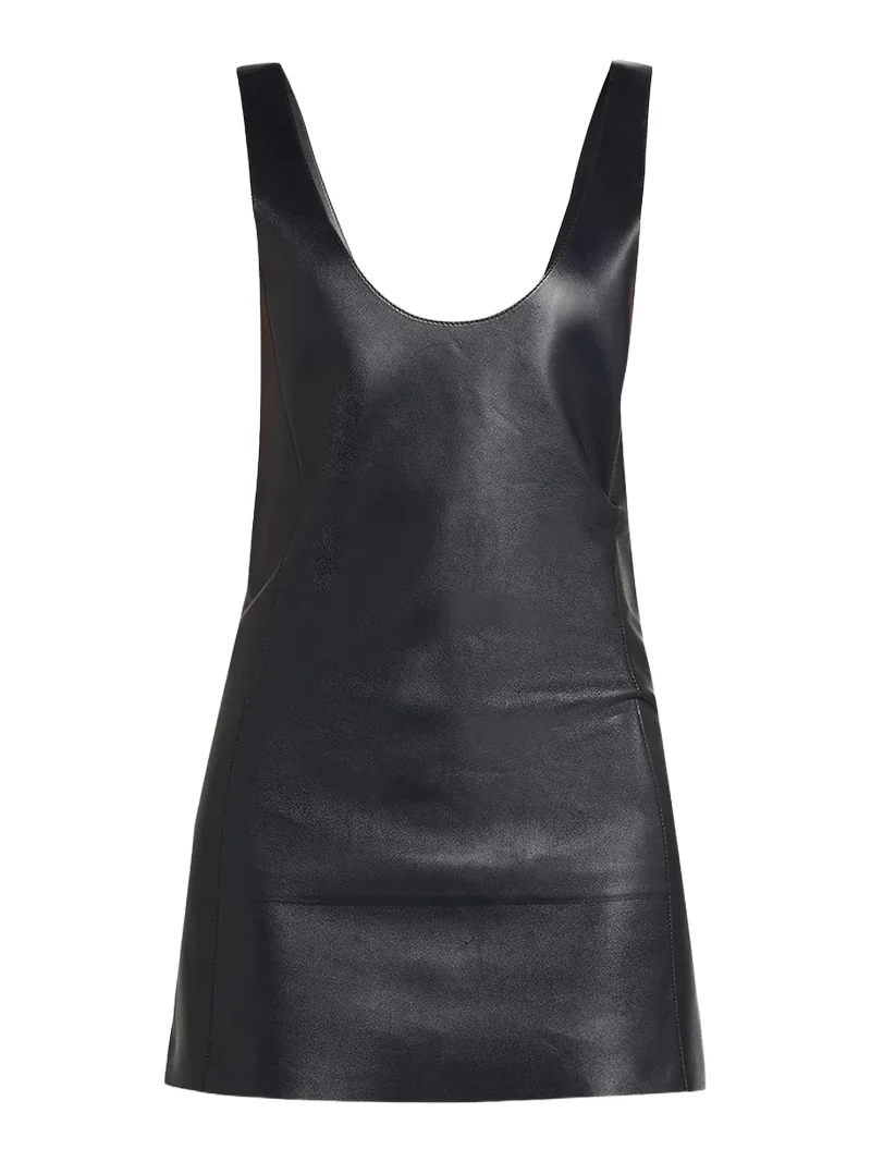 Bottega Veneta Women's Scoopneck Open-Back Leather Top