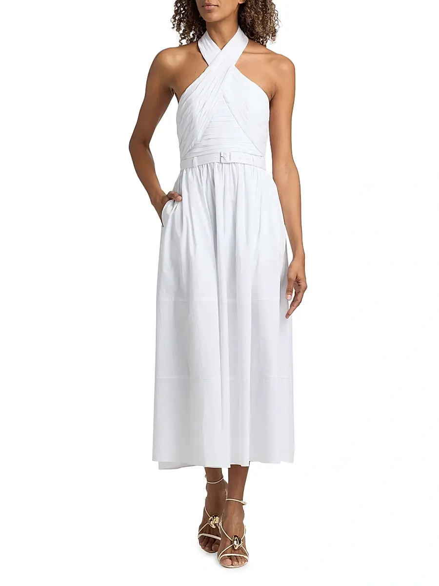 Cinq à Sept Women's Marcie Cross-Front Halter Midi-Dress | Thumbnail 2