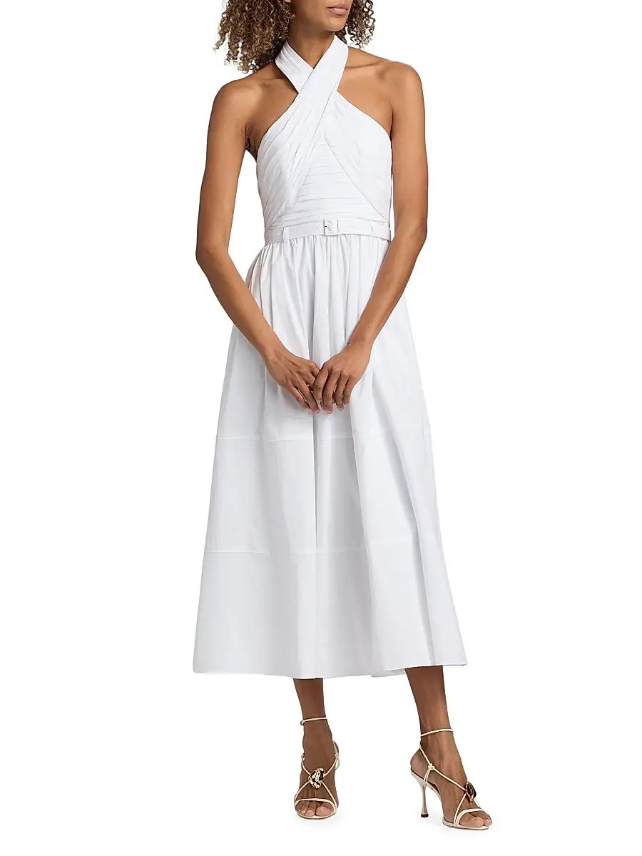 Cinq à Sept Women's Marcie Cross-Front Halter Midi-Dress | Thumbnail 3