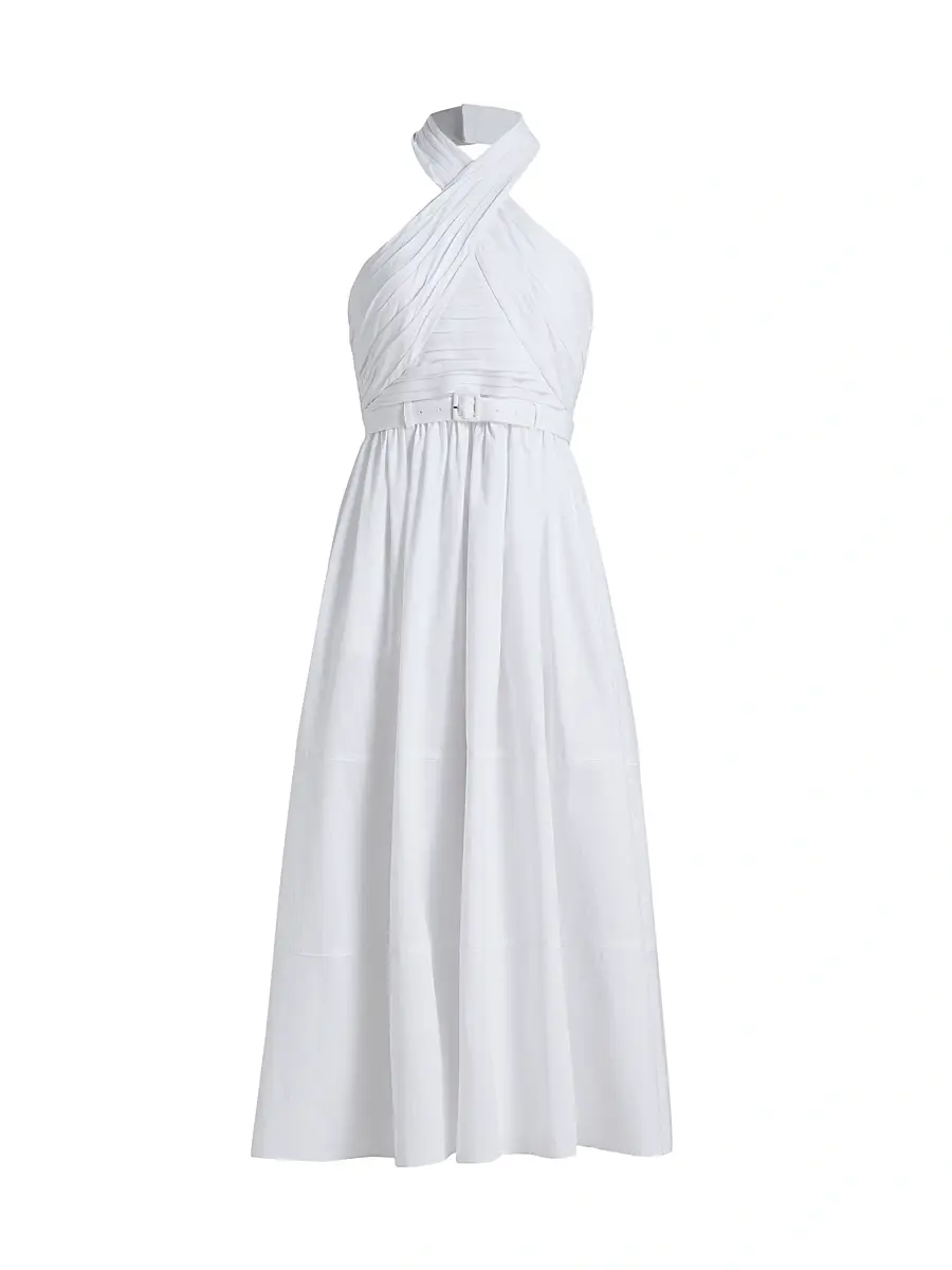 Cinq à Sept Women's Marcie Cross-Front Halter Midi-Dress - White | Image 1 Cinq à Sept Women's Marcie Cross-Front Halter Midi-Dress - White | Image 1