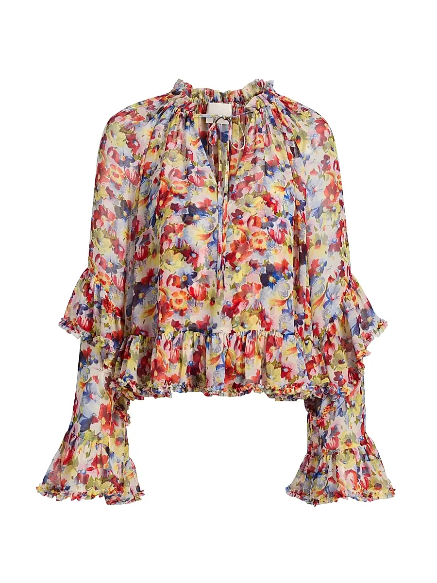 Cinq à Sept Women's Ellys Wildflower Bunch Top - Gardenia Multi | Image 1 Cinq à Sept Women's Ellys Wildflower Bunch Top - Gardenia Multi | Image 1