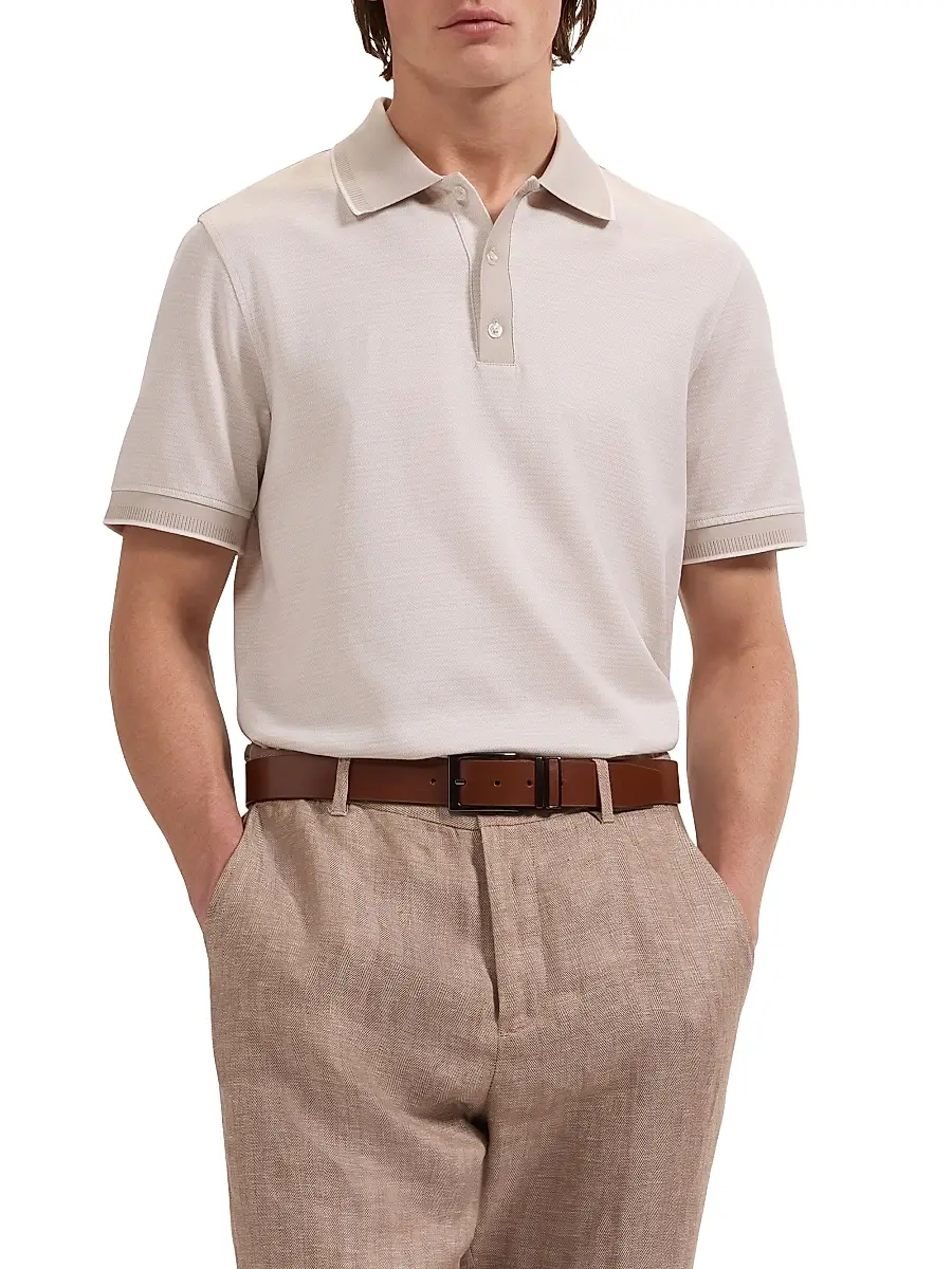 Bugatchi Men's Jacquard Herringbone Polo Shirt | Thumbnail 3 Bugatchi Men's Jacquard Herringbone Polo Shirt | Thumbnail 3