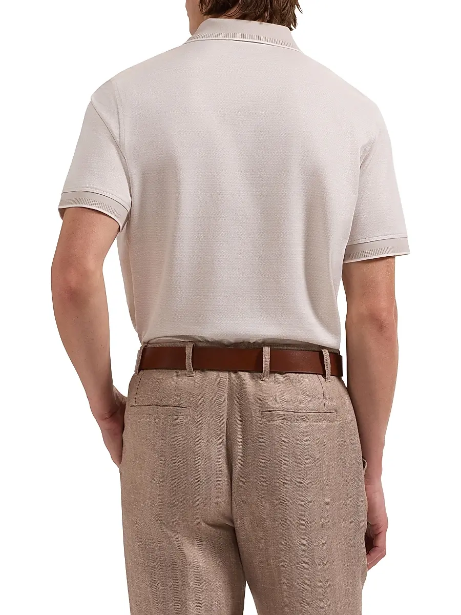 Bugatchi Men's Jacquard Herringbone Polo Shirt | Thumbnail 4 Bugatchi Men's Jacquard Herringbone Polo Shirt | Thumbnail 4