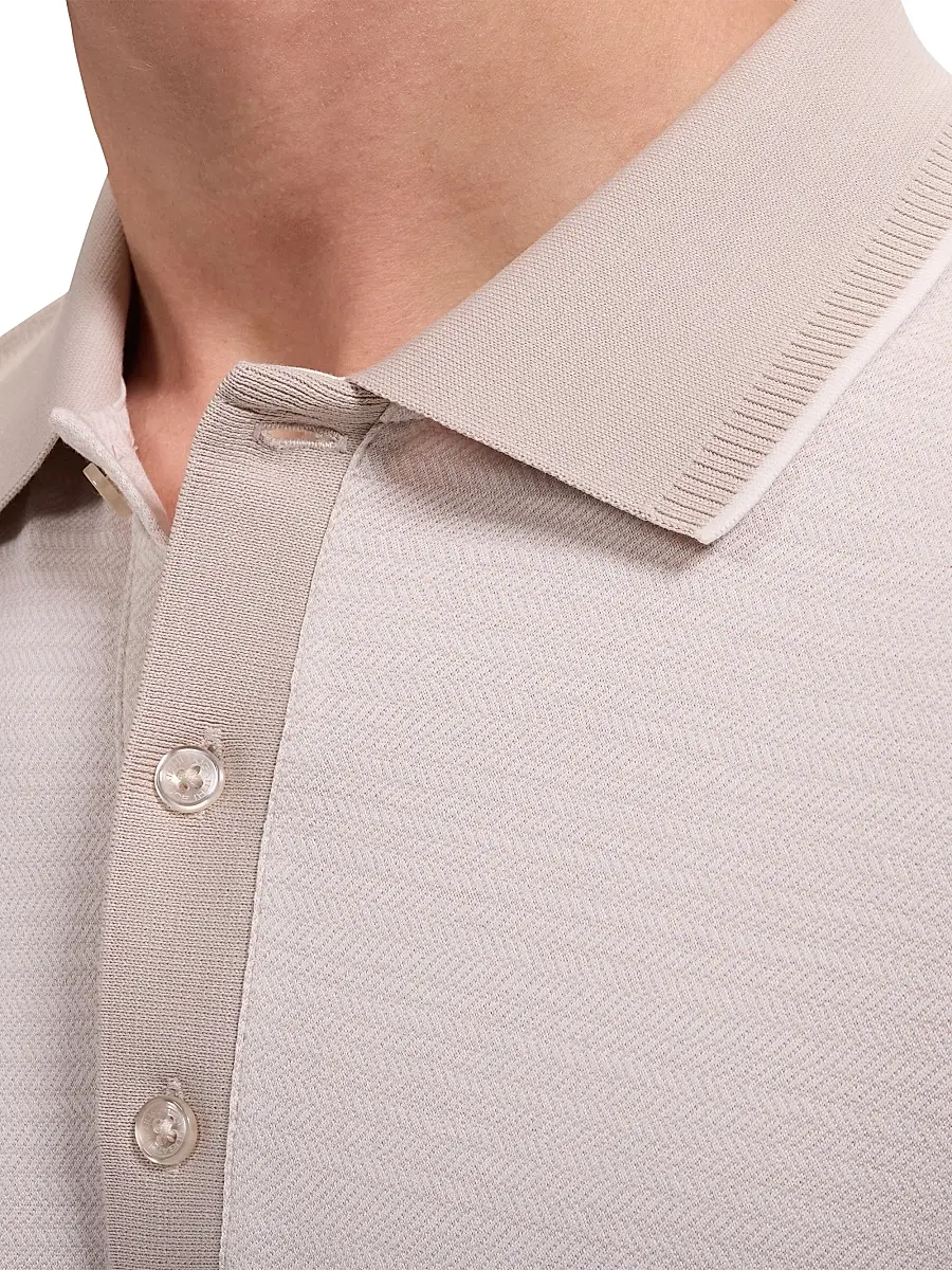 Bugatchi Men's Jacquard Herringbone Polo Shirt | Thumbnail 5 Bugatchi Men's Jacquard Herringbone Polo Shirt | Thumbnail 5