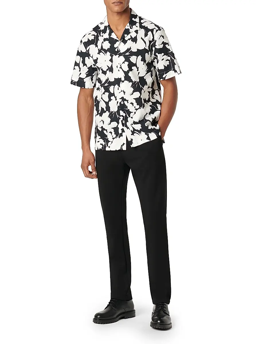 Bugatchi Men's Jackson Cotton Camp Shirt - Black | Thumbnail 2 Bugatchi Men's Jackson Cotton Camp Shirt - Black | Thumbnail 2