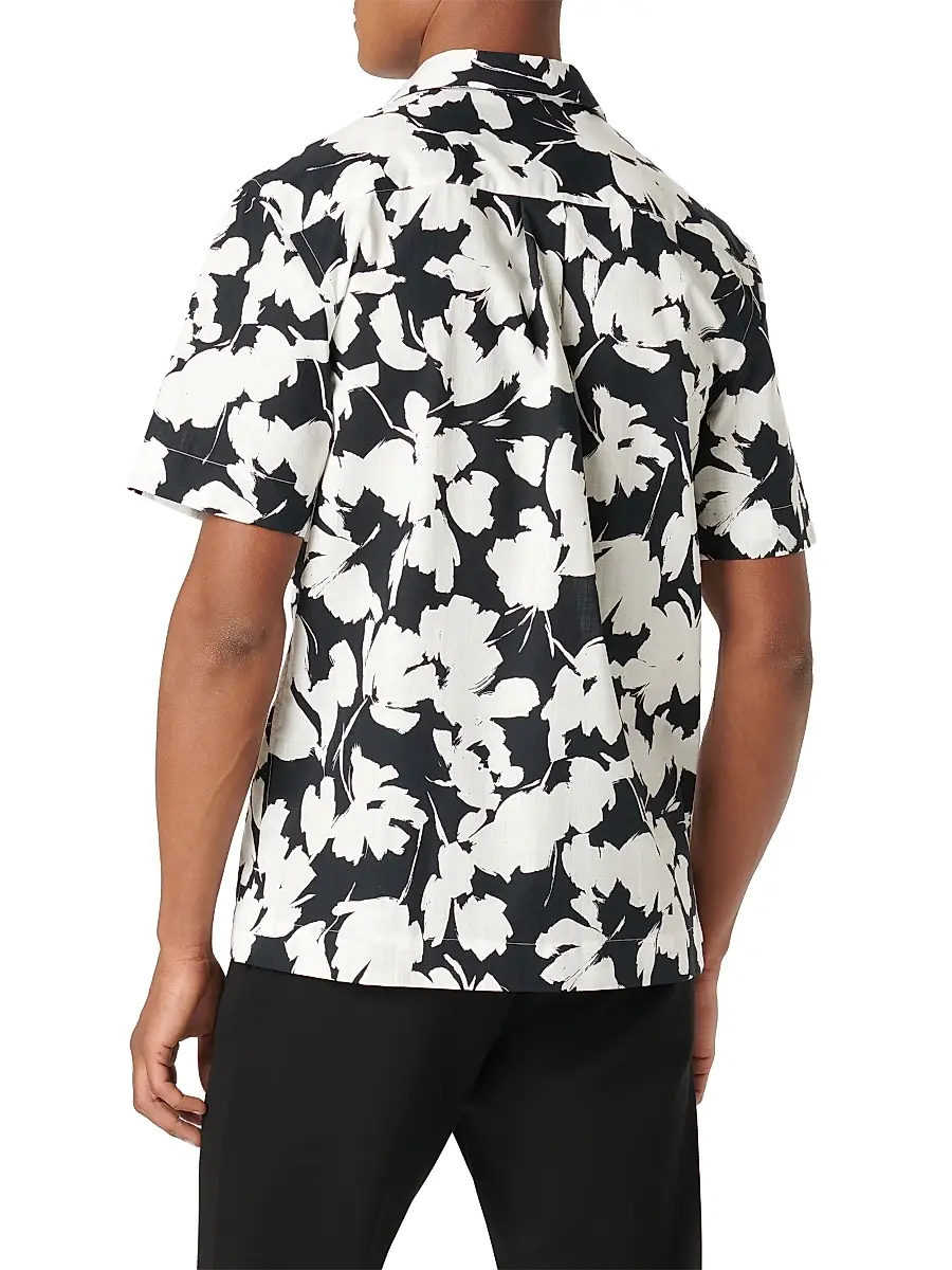 Bugatchi Men's Jackson Cotton Camp Shirt - Black | Thumbnail 4 Bugatchi Men's Jackson Cotton Camp Shirt - Black | Thumbnail 4