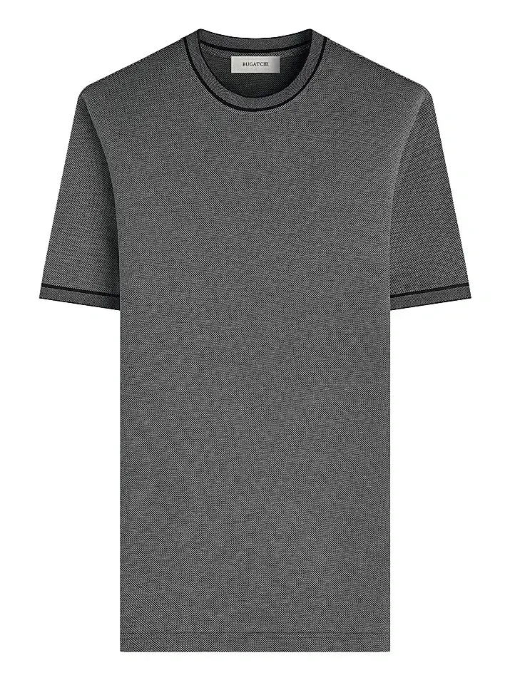 Men's Micro-Check Cotton Crewneck T-Shirt Men's Micro-Check Cotton Crewneck T-Shirt