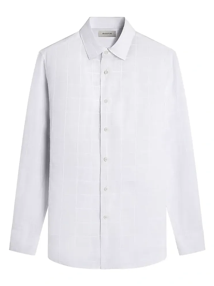 Men's Julian Grid Linen-Cotton Shirt Men's Julian Grid Linen-Cotton Shirt