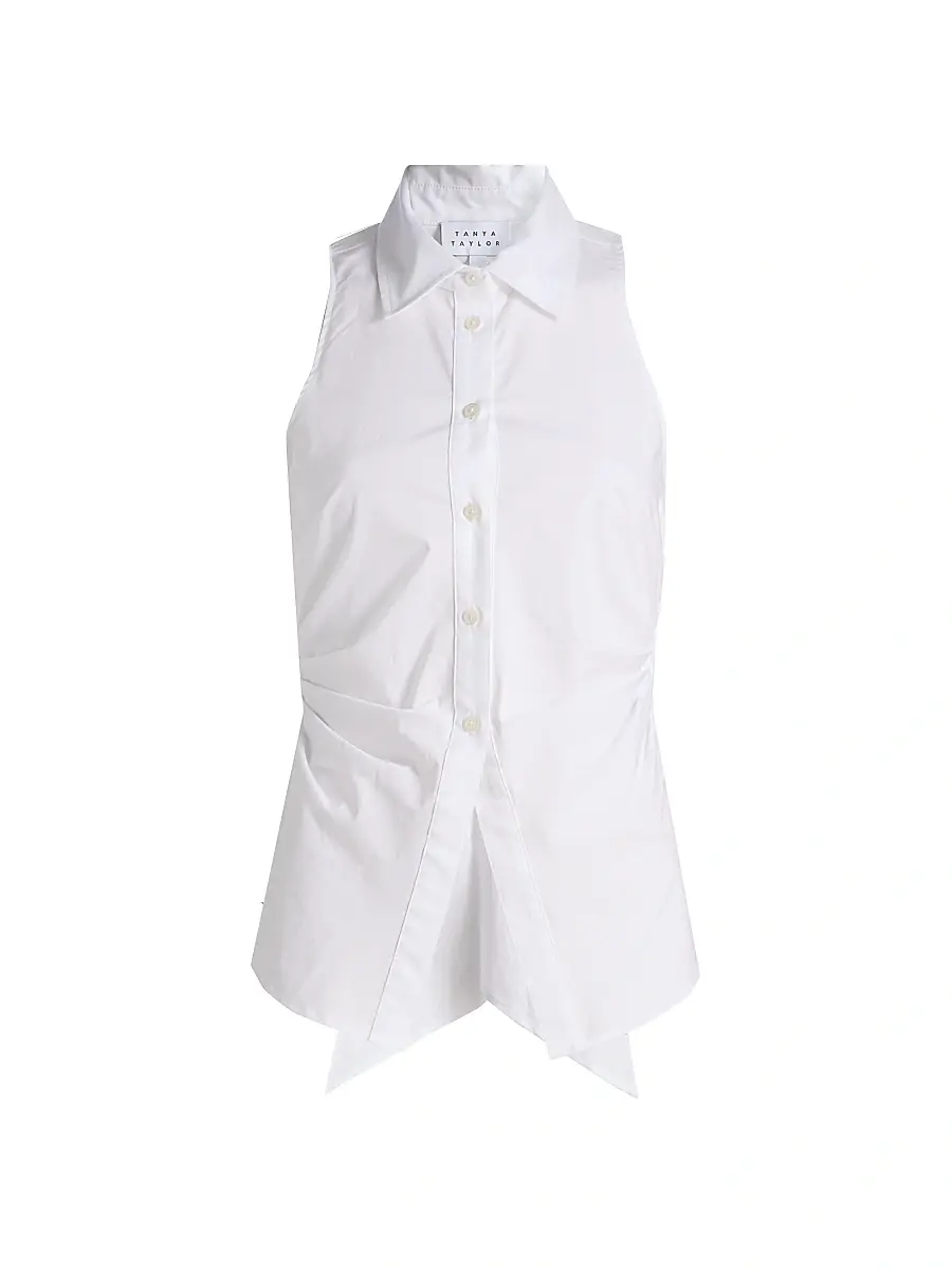 Tanya Taylor Women's Hannah Back Bow Top - Optic White | Image 1 Tanya Taylor Women's Hannah Back Bow Top - Optic White | Image 1