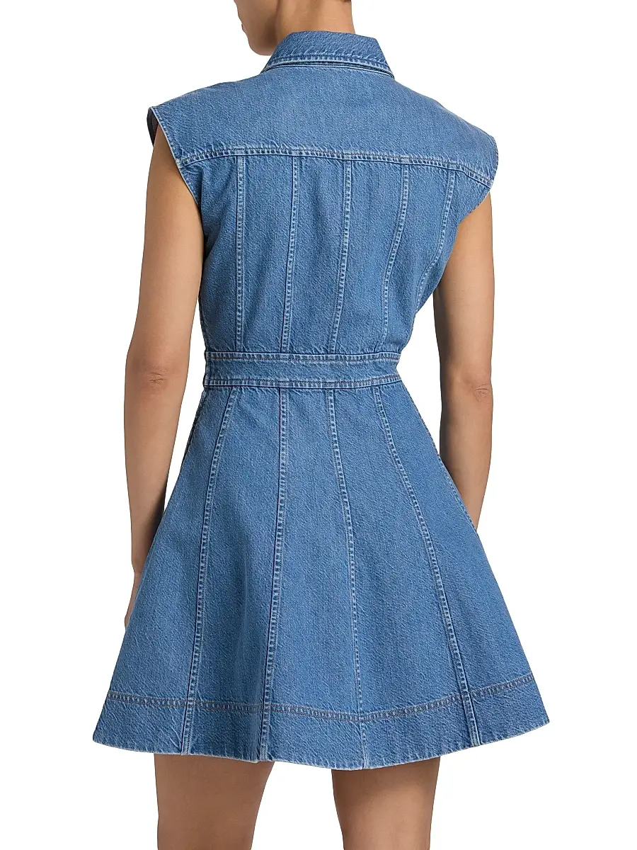 TANYA TAYLOR Women's Hailey Panelled Denim Minidress | Thumbnail 5