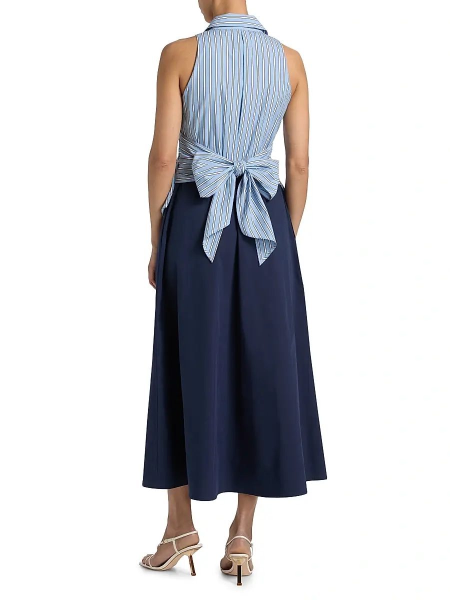 TANYA TAYLOR Women's Hannah Striped Cotton Midi-Dress | Thumbnail 5