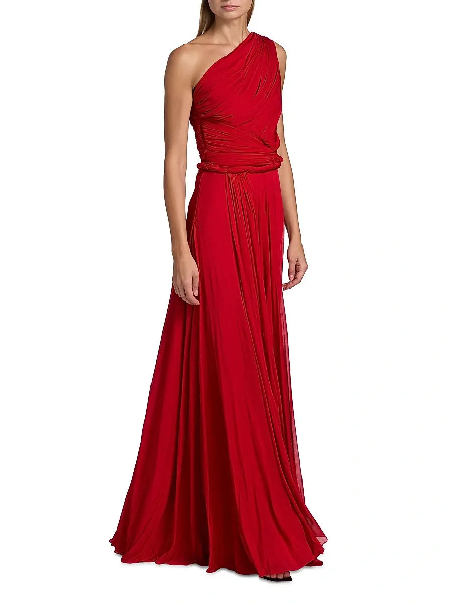 Giambattista Valli Women's One-Shoulder Ruched Jersey Maxi Dress - Red | Thumbnail 2 Giambattista Valli Women's One-Shoulder Ruched Jersey Maxi Dress - Red | Thumbnail 2