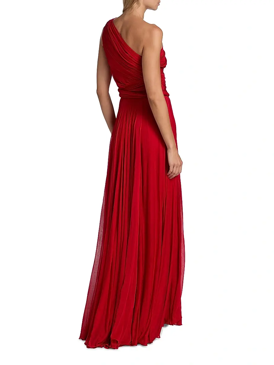 Giambattista Valli Women's One-Shoulder Ruched Jersey Maxi Dress - Red | Thumbnail 5 Giambattista Valli Women's One-Shoulder Ruched Jersey Maxi Dress - Red | Thumbnail 5