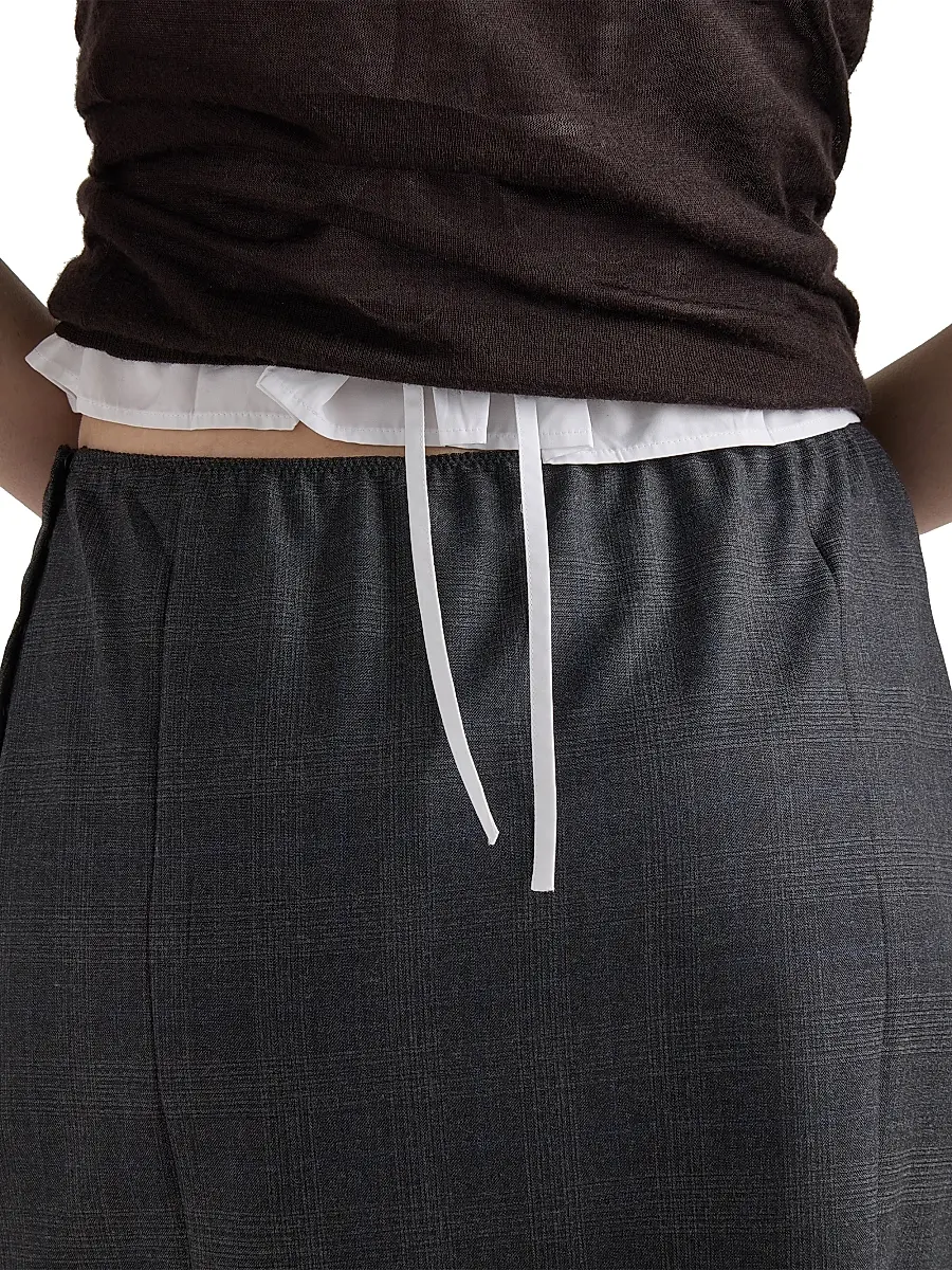 Prada Women's Checked Wool Midi-Skirt | Thumbnail 4
