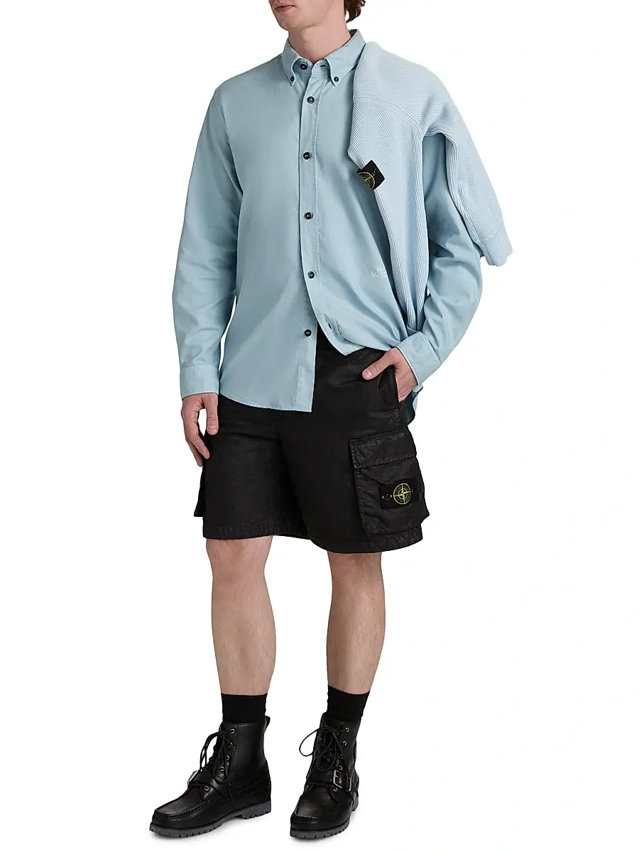 Stone Island Men's Waxed Cotton Cargo Shorts | Thumbnail 2 Stone Island Men's Waxed Cotton Cargo Shorts | Thumbnail 2