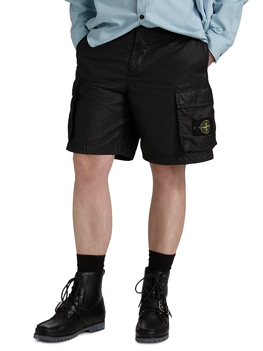 Stone Island Men's Waxed Cotton Cargo Shorts | Thumbnail 3 Stone Island Men's Waxed Cotton Cargo Shorts | Thumbnail 3