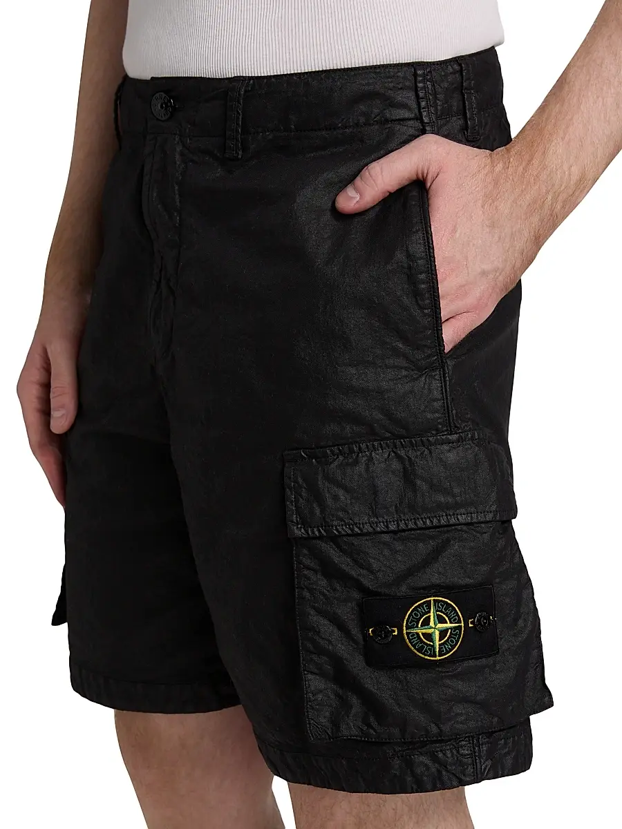 Stone Island Men's Waxed Cotton Cargo Shorts | Thumbnail 6 Stone Island Men's Waxed Cotton Cargo Shorts | Thumbnail 6