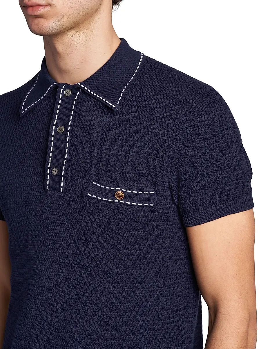 Versace Men's Cotton Polo Sweater | Thumbnail 6 Versace Men's Cotton Polo Sweater | Thumbnail 6