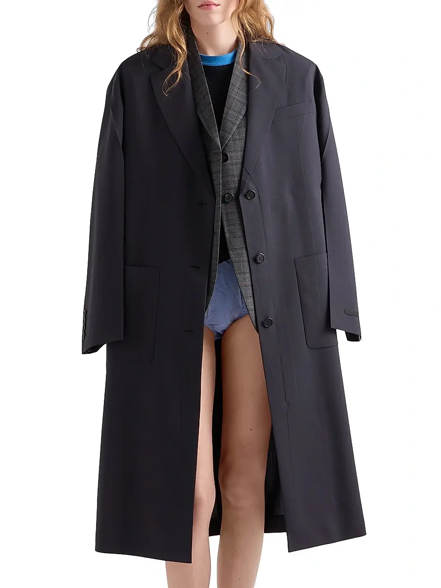 Prada Women's Single-Breasted Light Wool Coat | Thumbnail 2 Prada Women's Single-Breasted Light Wool Coat | Thumbnail 2