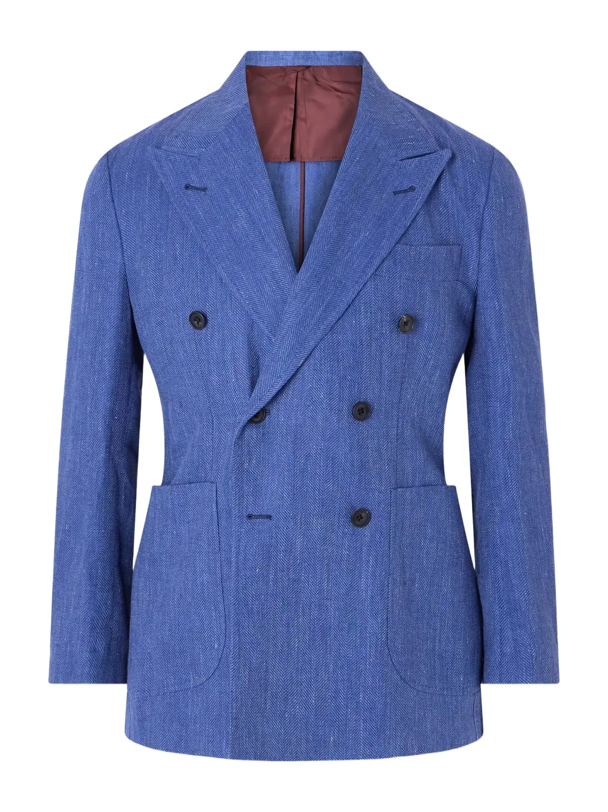 Double-Breasted Linen and Wool-Blend Suit Jacket - Men Double-Breasted Linen and Wool-Blend Suit Jacket - Men