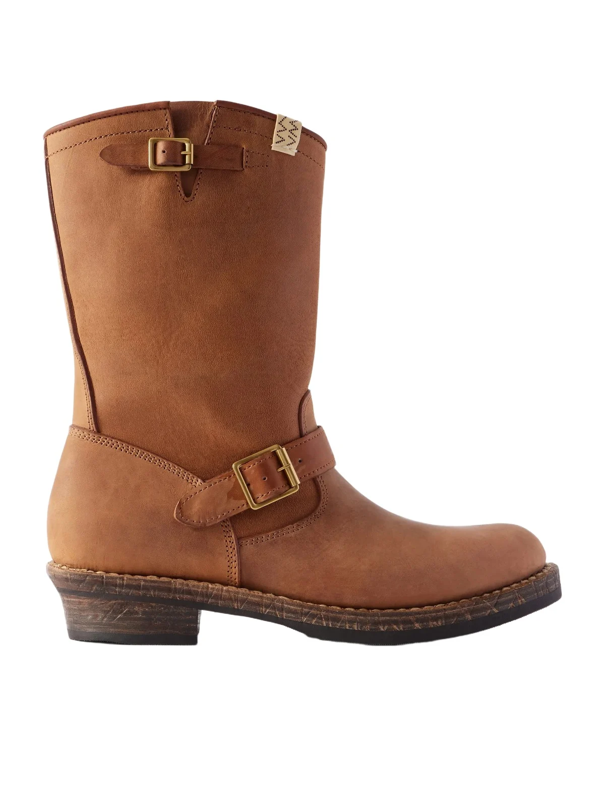 Visvim T.W.O. Folk Distressed Buckled Textured-Leather Boots - Men