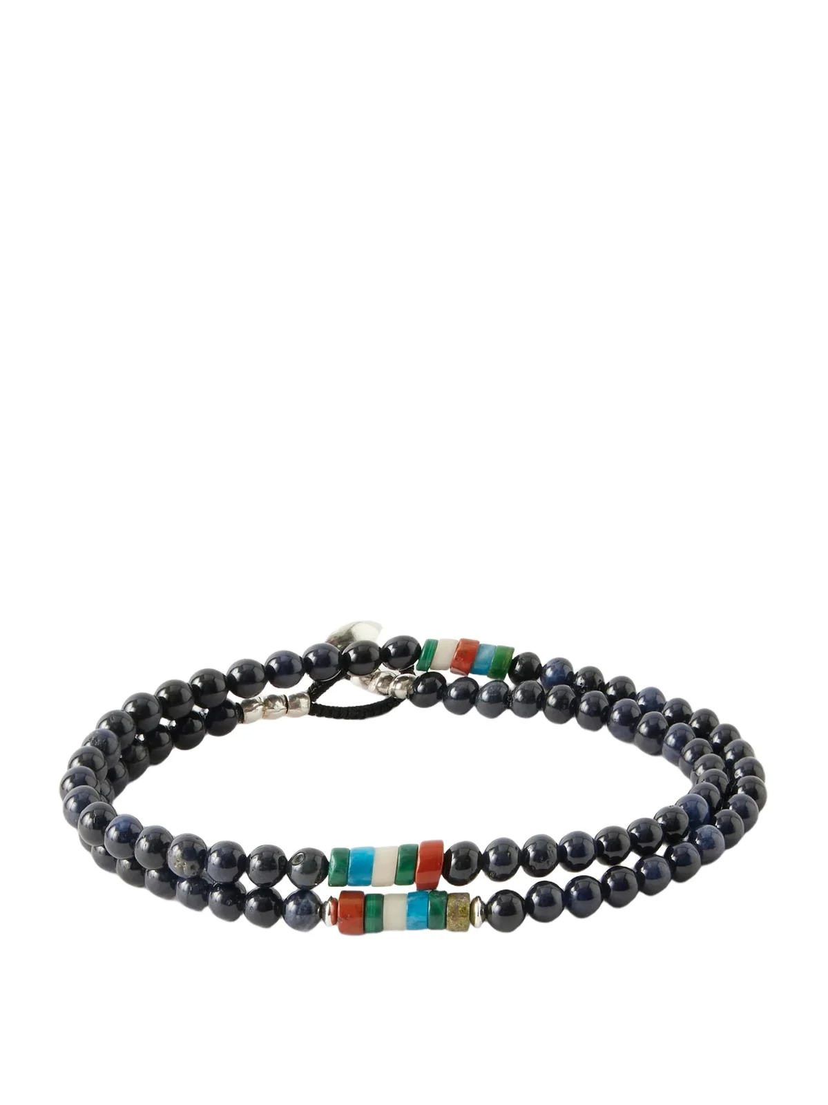 Sterling Silver Multi-Stone Beaded Bracelet - Men